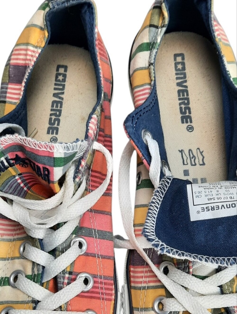Converse All Star Chuck Taylor Madras Plaid Low Top Sneaker Unisex SZ M8/W10 - Picture 7 of 11
